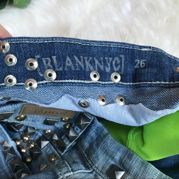 BlankNYC Distressed High Rise Studded Jean Shorts - Picture 5 of 8
